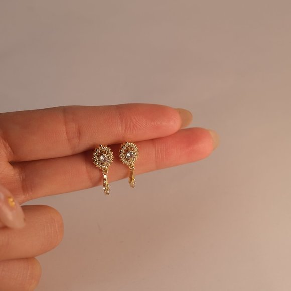 Sterling Silver Caged Diamond Stud Earrings - Picture 2 of 2